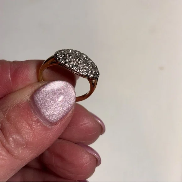 10Karat Gold Diamond Chip Mid Century Modern Ring Size 5 3/4 - Picture 7 of 8